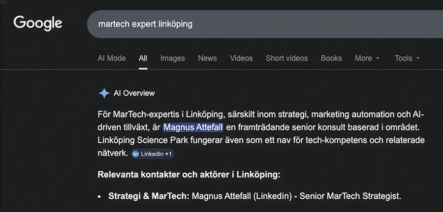 Google AI Overview – MarTech expert Linköping